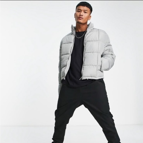 NWT ASOS Design Men’s Grey Oversized Gray Puffer Winter Jacket Coat Size 2XL